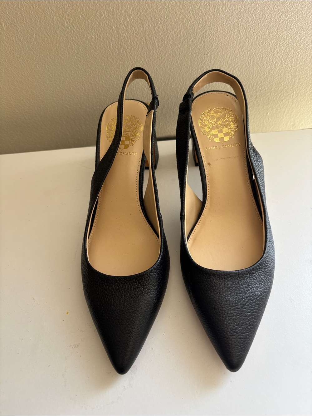 Vince Camuto Black Pointed Toe Slingback Pumps - Picture 1 of 5